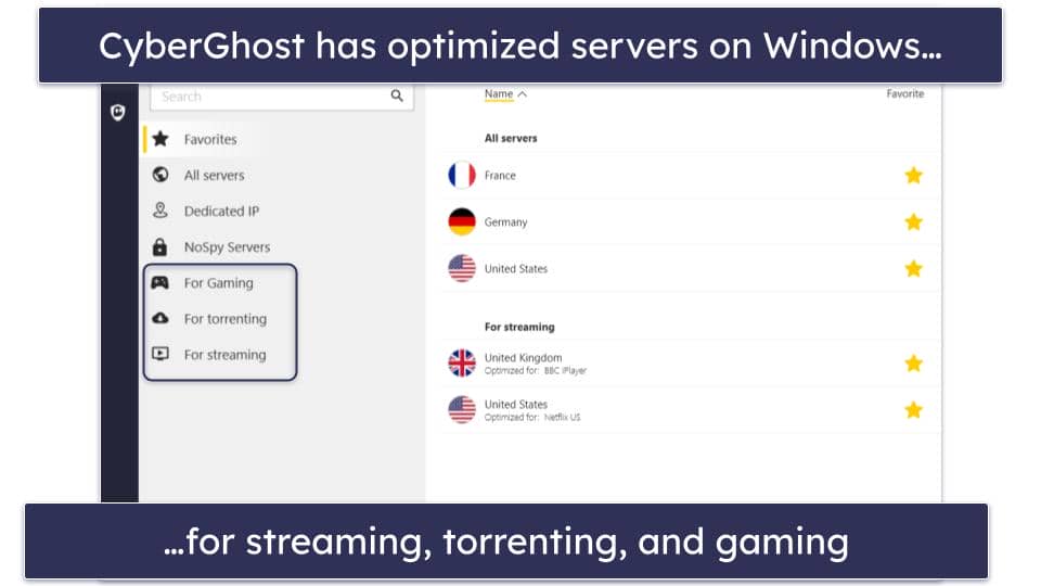 🥉 3. CyberGhost VPN — Great Automation &amp; Streaming on Windows