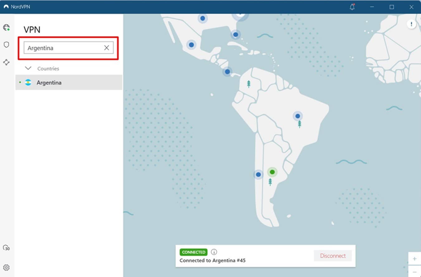 Nord  connection to Argentina