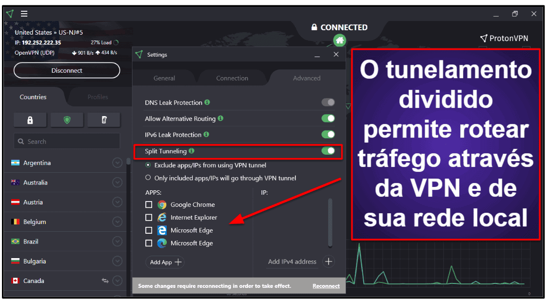 recurso do Proton VPN