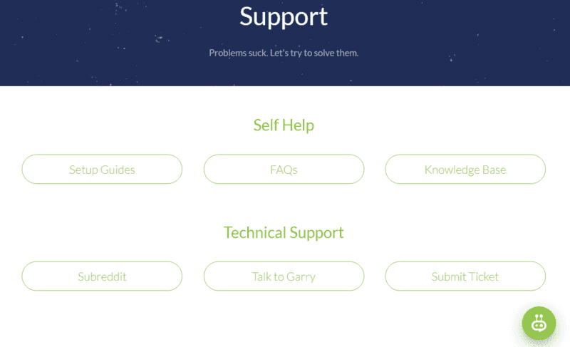 customer support page