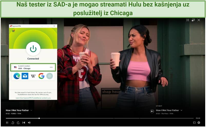 Screenshot of Hulu played streaming How I Met Your Father while connected to ExpressVPN's US Chicago server