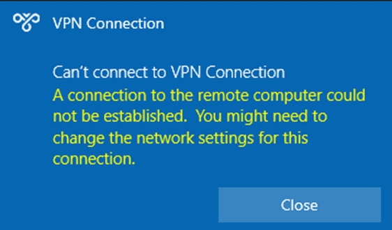 ” Erreur 720 : Impossible de se connecter à une connexion VPN ” lorsque vous essayez d’établir une connexion VPN