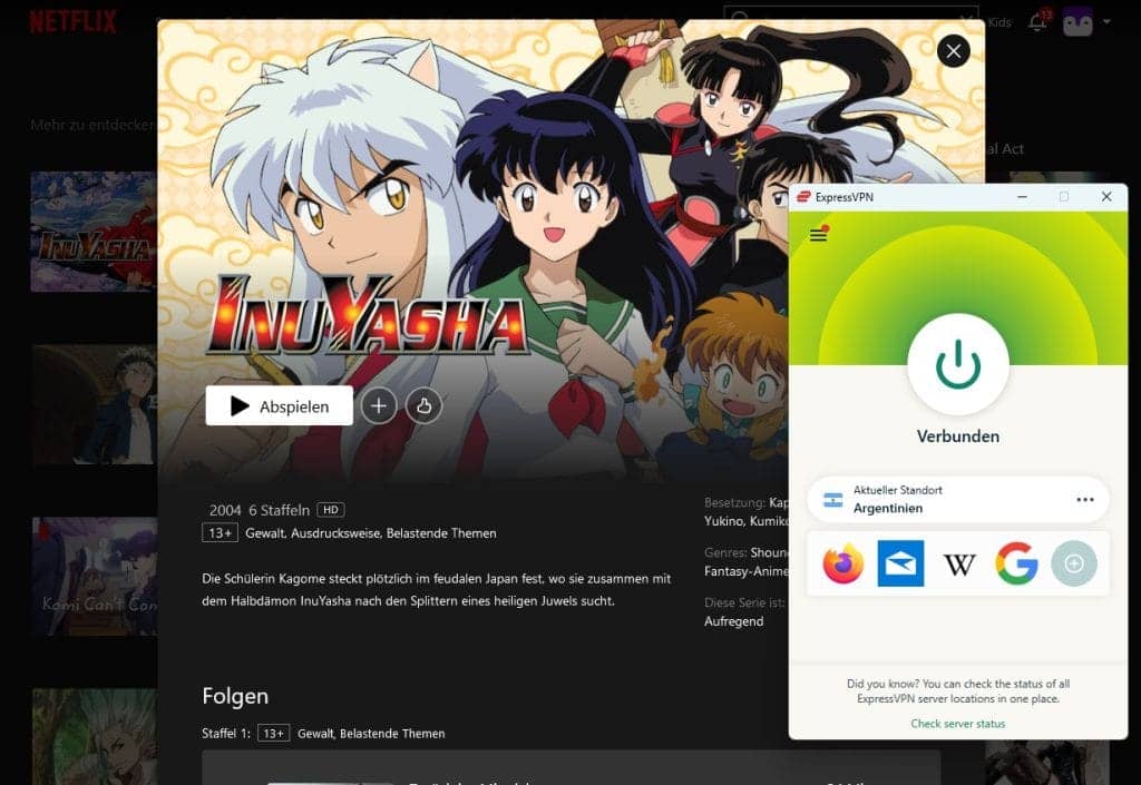 inuyasha netflix argentinien