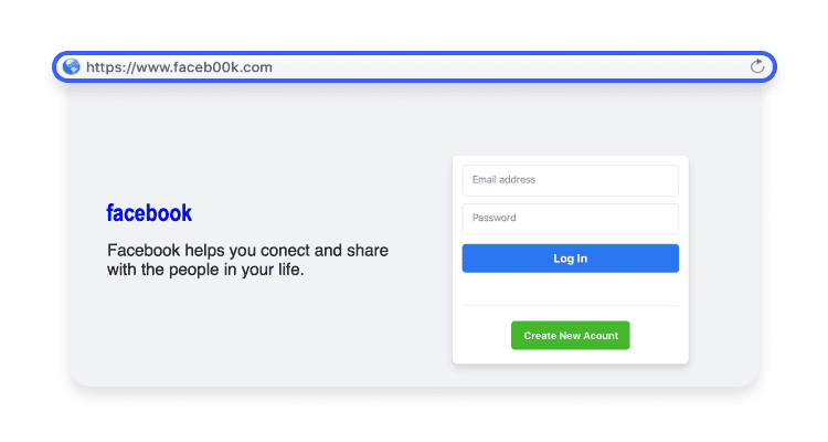 fake website imitating facebook login page