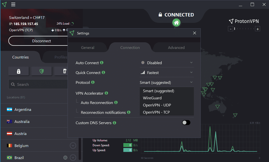 ProtonVPN Interface