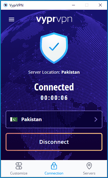 vyprvpn connecting to a server in pakistan