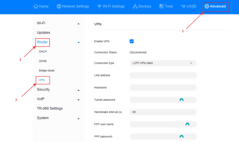 open router vpn tab