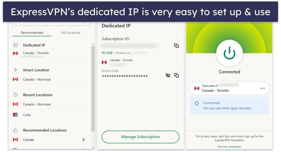 🥇1. ExpressVPN — Best Overall VPN With Dedicated IP Addresses