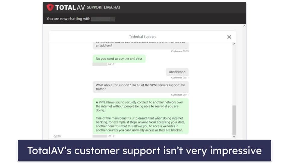 totalavSafe Browsing VPN Customer Support — There’s Room for Improvement