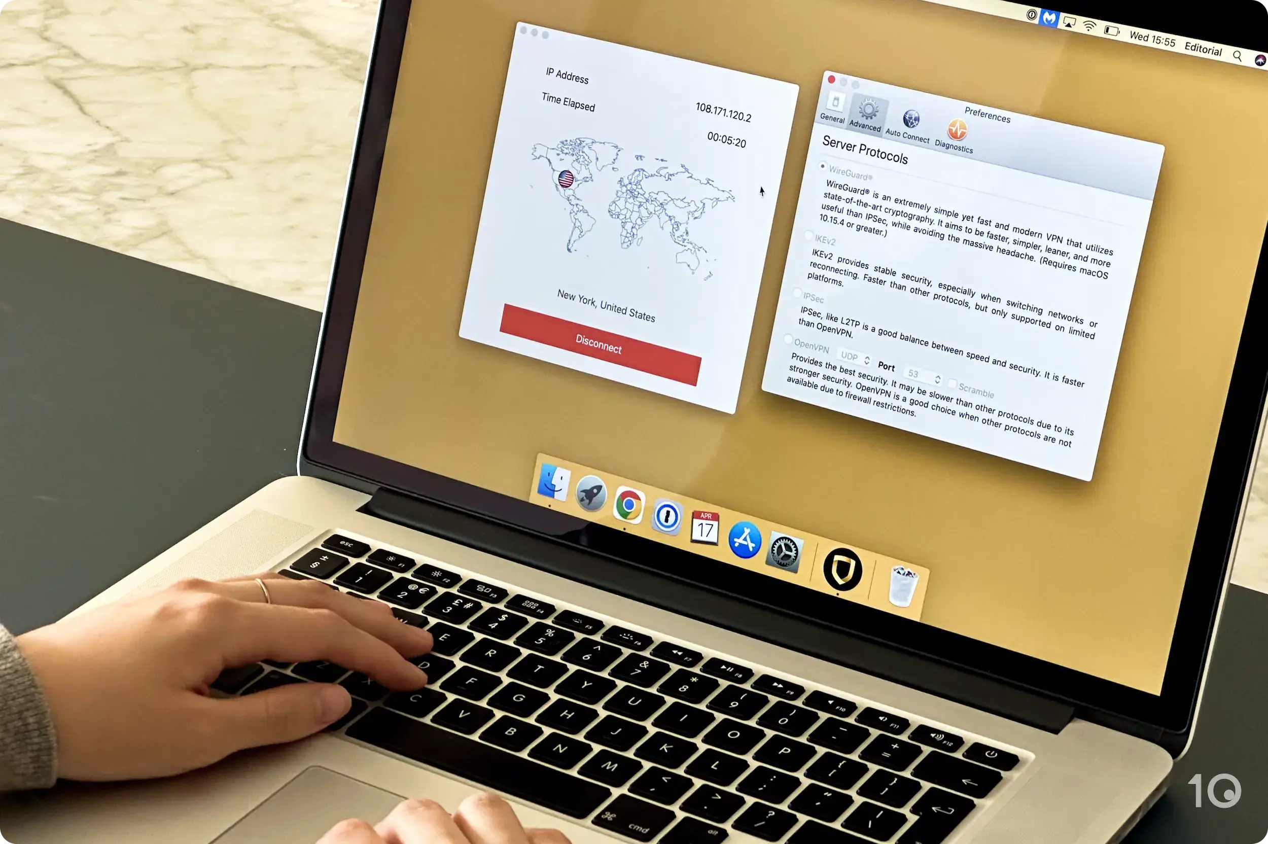 Los protocolos de StrongVPN en macOS