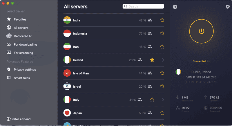 CyberGhost ireland servers