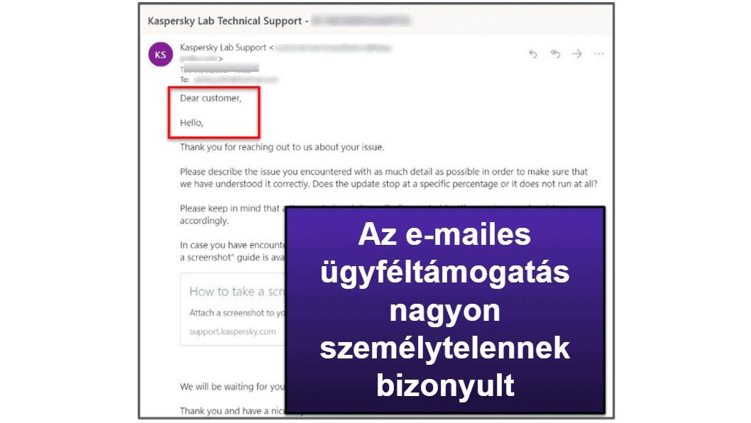 A Kaspersky ügyfélszolgálatáról