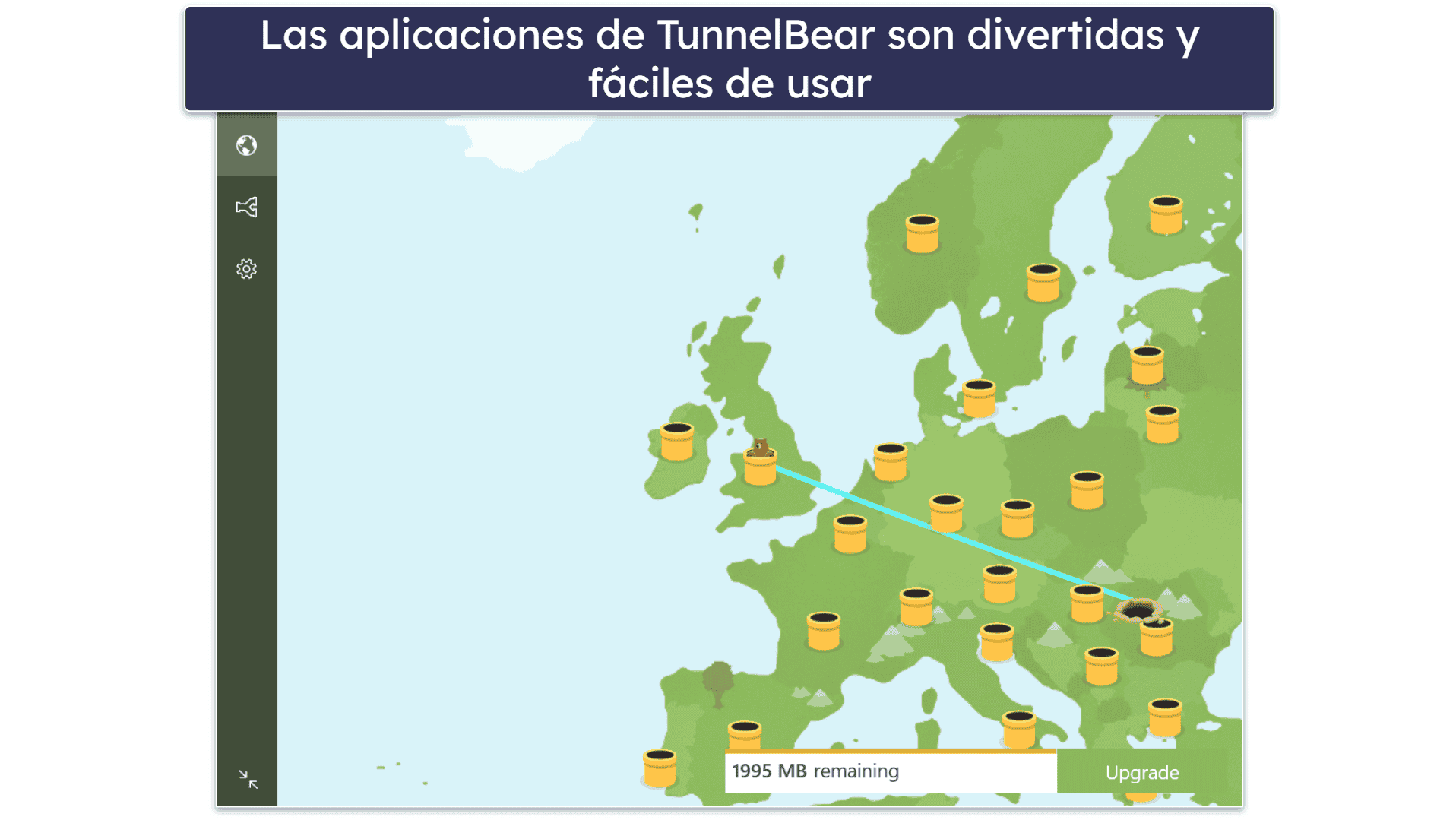 Bonus . tunnelbear : Una vpn gratis muy buena que da acceso a todos sus servidor y función