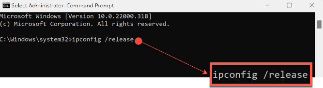 ipconfig /release