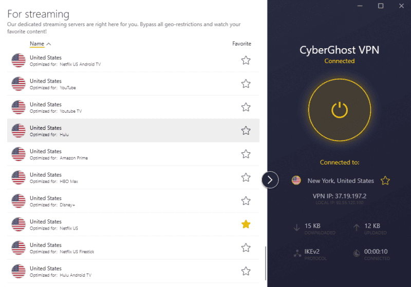 cyberghost ui us streaming