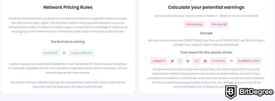 mysterium VPN:calculate earnings.