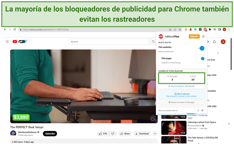 Screenshot of watching YouTube without ads with AdblockPlus