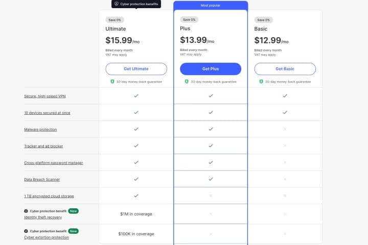 NordVPN's pricing options.