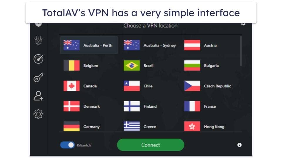 totalavSafe Browsing VPN Features — Decent Features in an Intuitive Interface (No Split Tunnelling)