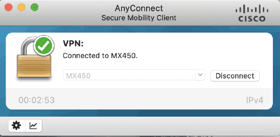 AnyConnect secure mobility client successful connection to hostname.