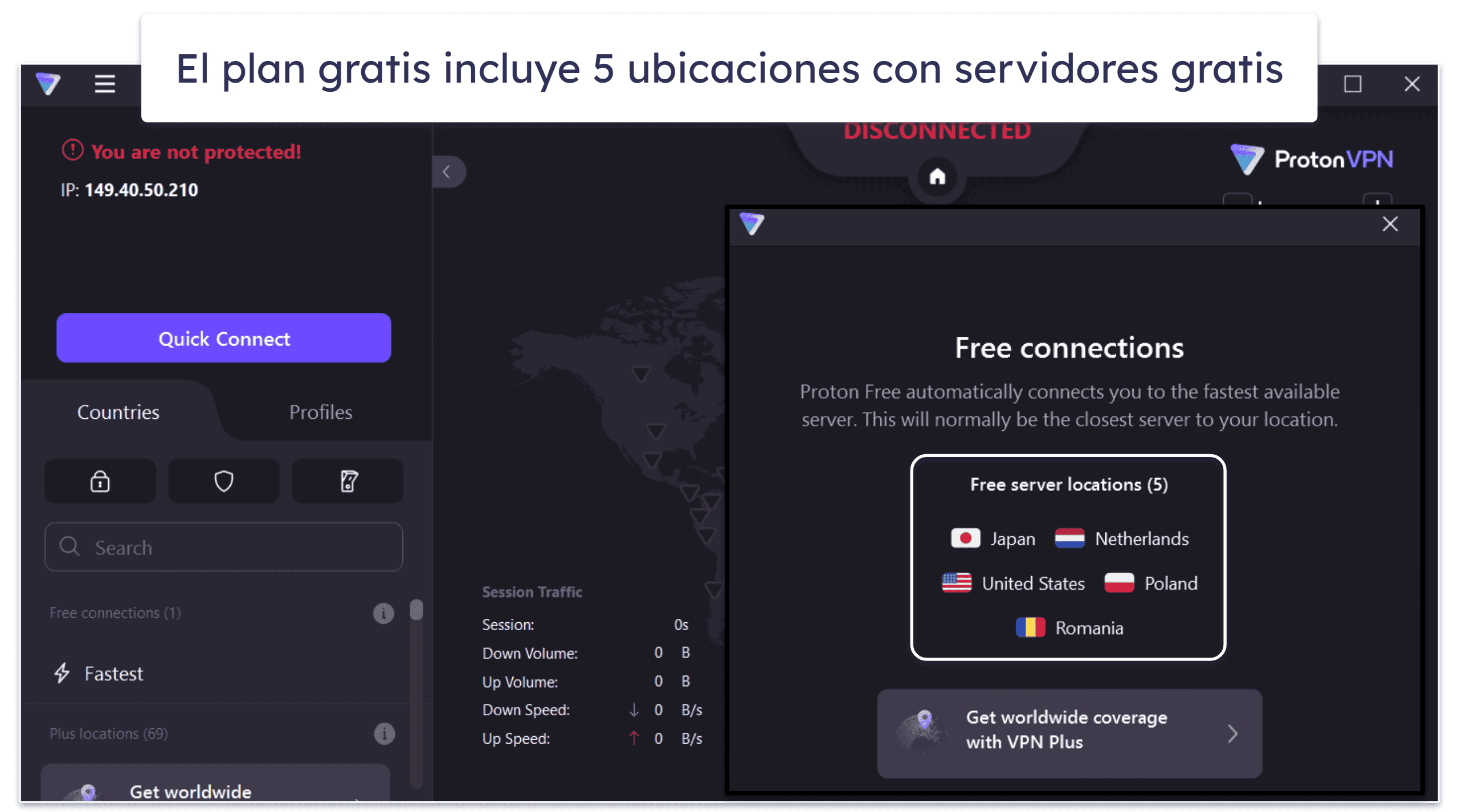 🥈 2 . Proton vpn : ofrecer un gran plan gratuito con dato ilimitado y una velocidad alto