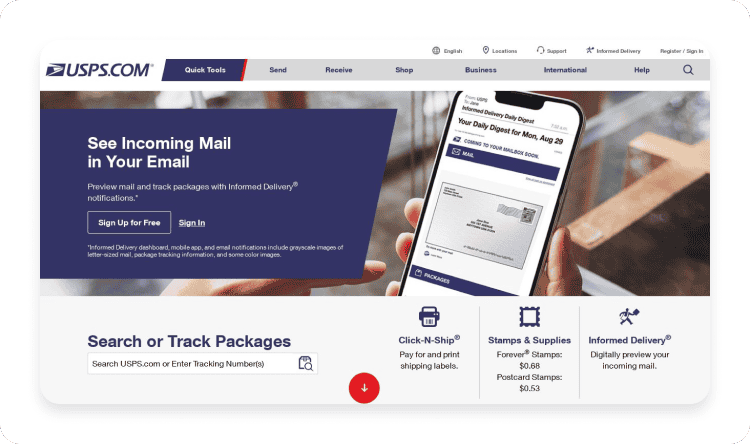 Fake USPS website