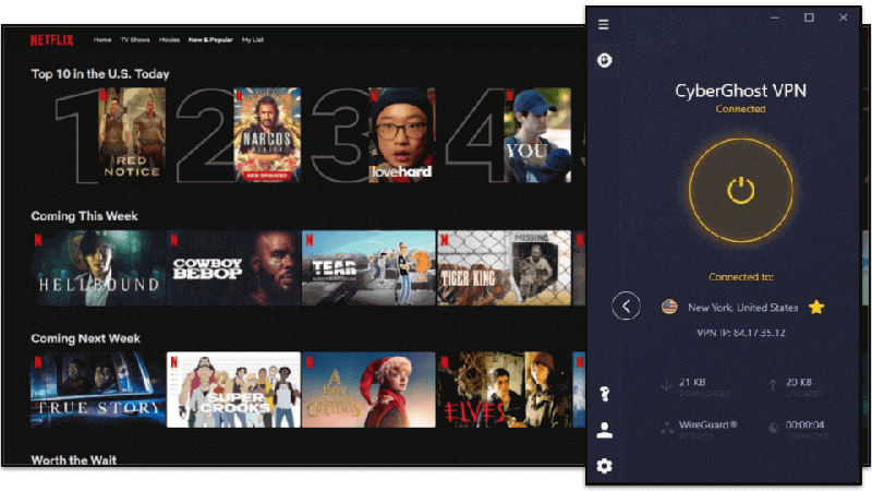 🥈2. CyberGhost VPN – Hyvät nopeudet + erikoispalvelimet Netflix USA:ta varten