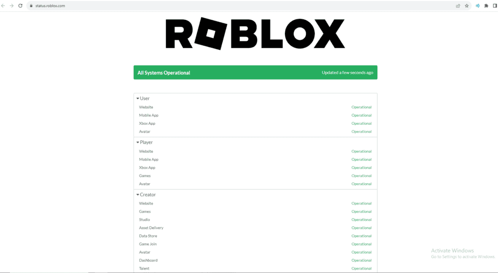 Check The Server Status Of Roblox