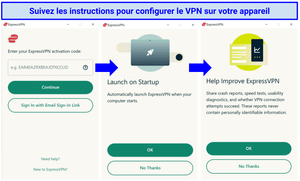 Screenshot of ExpressVPN's setup options