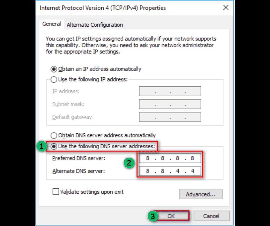 Change Dns Server To Google Dns