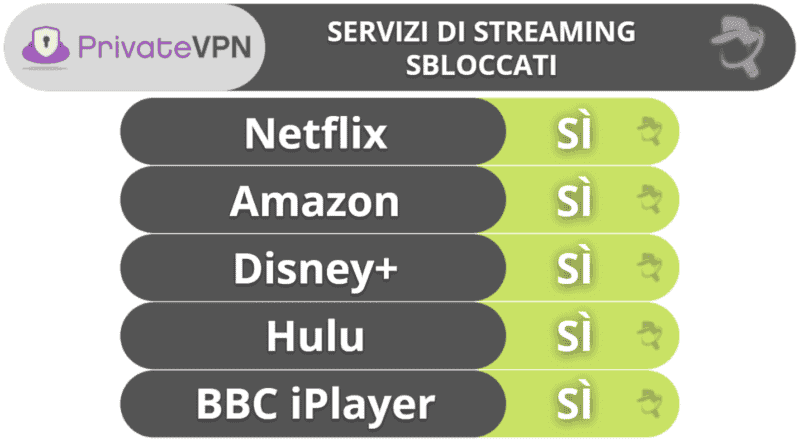 6 . privateVPN — Buona VPN per lo streaming