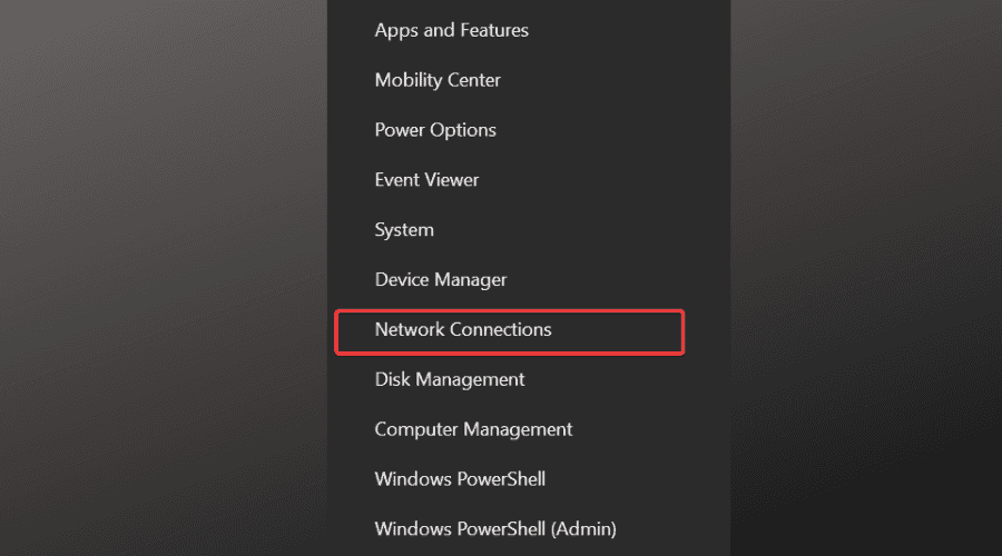 windows network connections panel