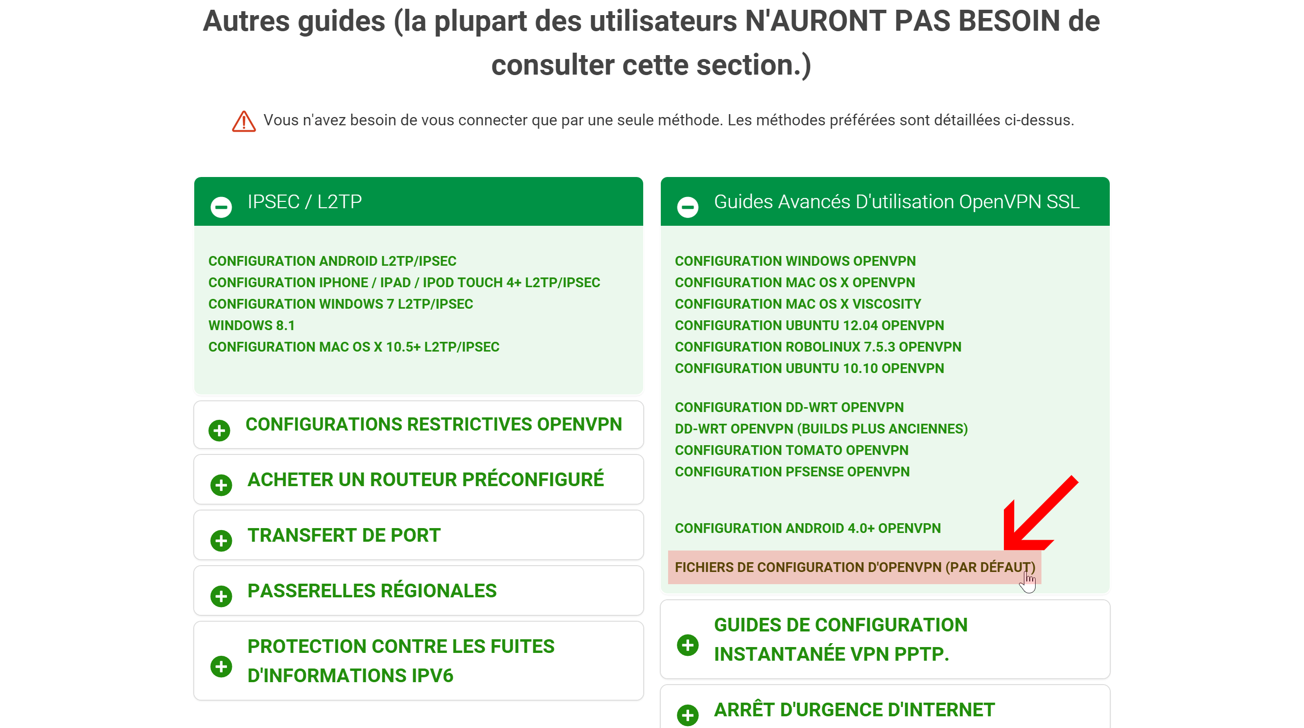 Configurer le client VPN de la Freebox