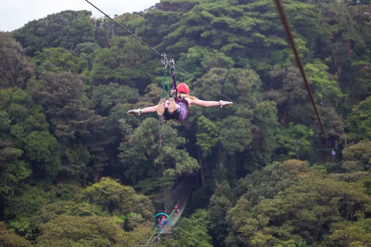 the longest Superman cable in Central America at 100 % Aventura in Monteverde, Costa Rica