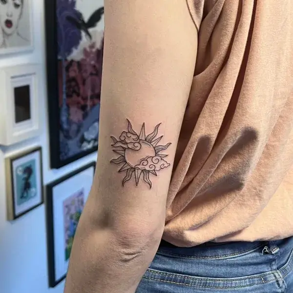 Sun and Cloud Tattoo 1