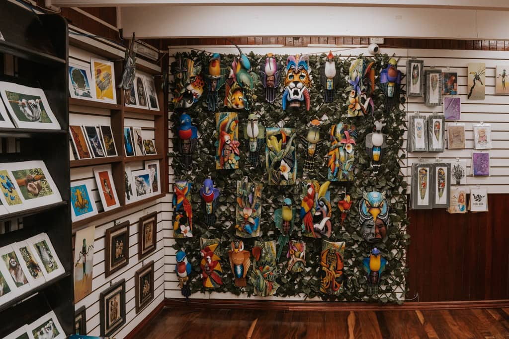 the inside of a souvenir shop at Monteverde Cloud Forest Biological Preserve