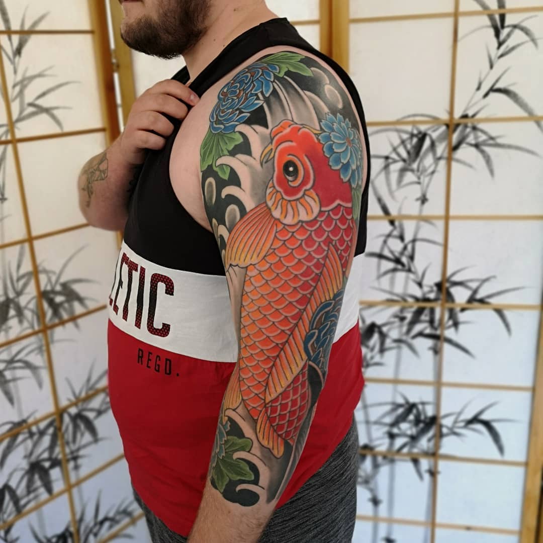 Orange Japanese Koi Fish Tattoo