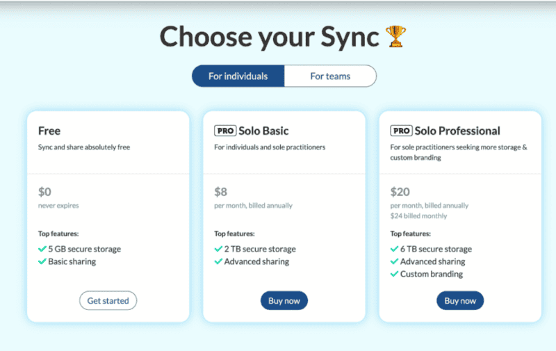 sync.com  free account