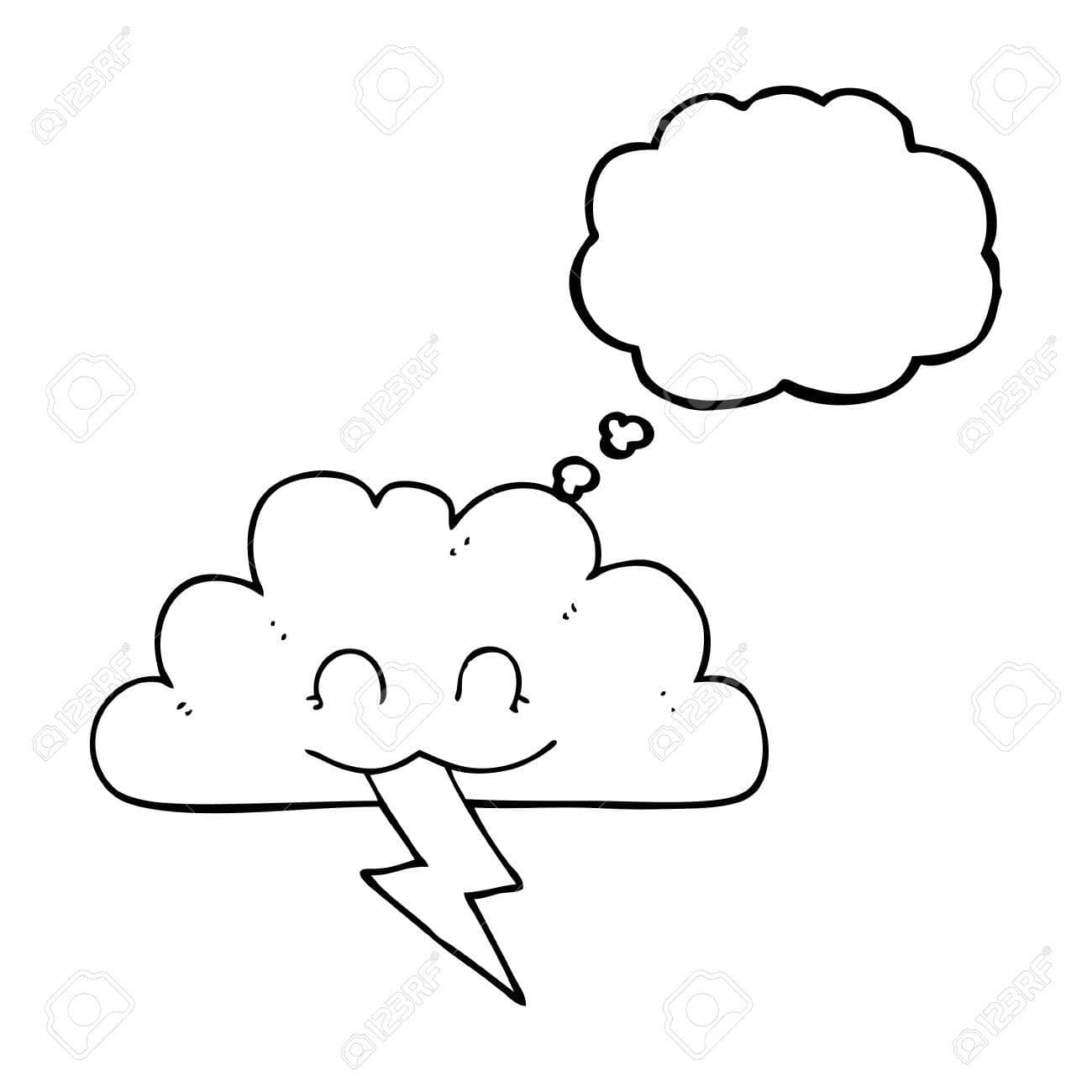 1300x1300 Freehand Drawn Thought Bubble Cartoon Storm Cloud Royalty Free