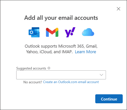 Add or manage an iCloud email account in Outlook