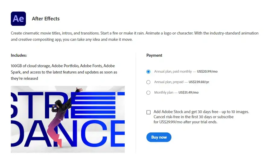 Adobe After Effects Pricing Plans