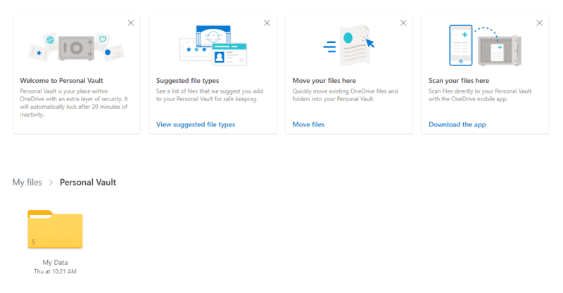 onedrive personal vault