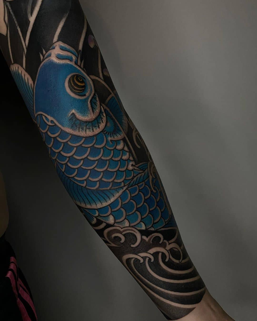 Blue Koi Fish Japanese Tattoo Sleeve