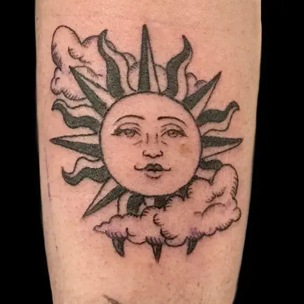 Sun and Cloud Tattoo 2