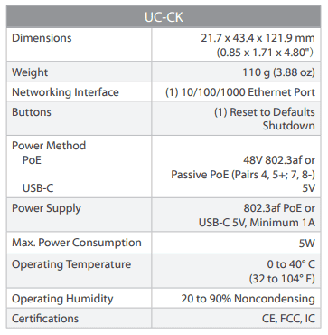 UBIQUITI UC-CK Unifi Cloud Key FIG 12