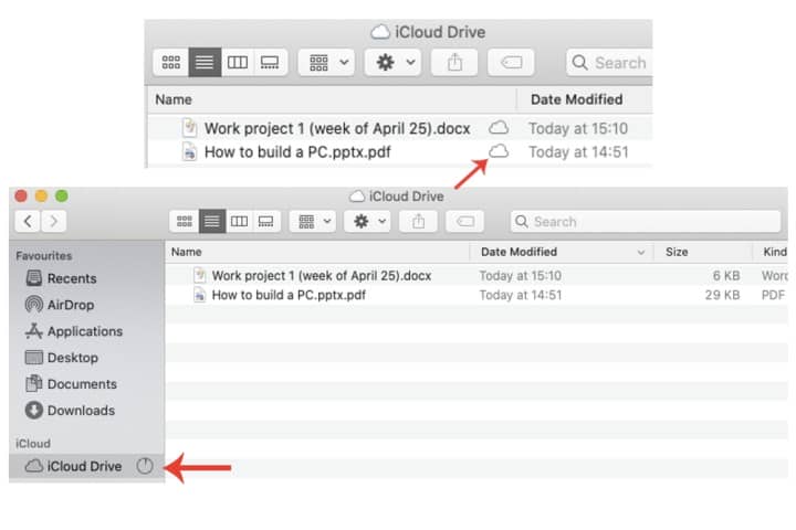 Syncing files and documents to iCloud Drive.