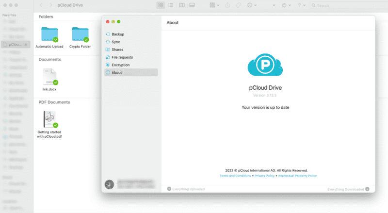 pcloud desktop app user interface