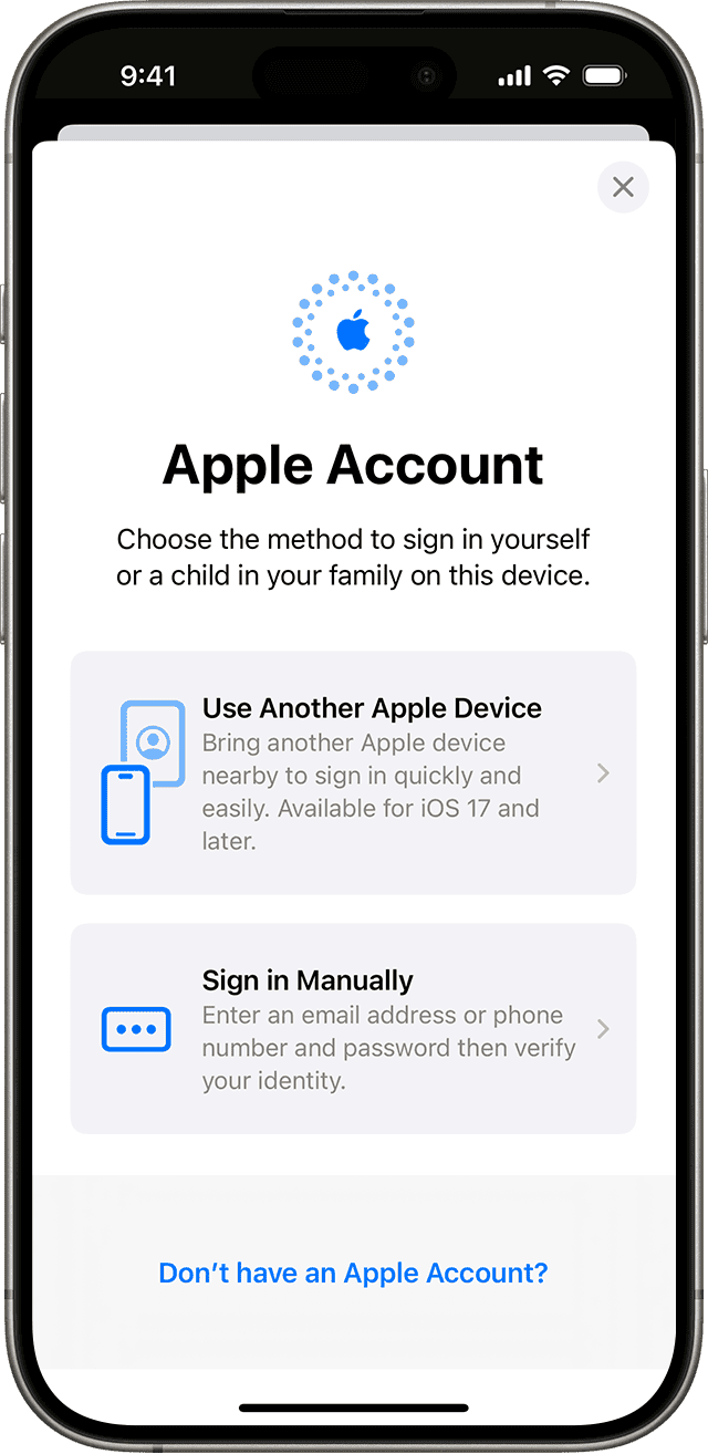 Sign in to your Apple Account