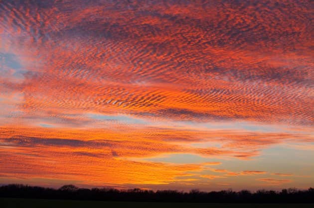 orange sunset with fish scale pattern