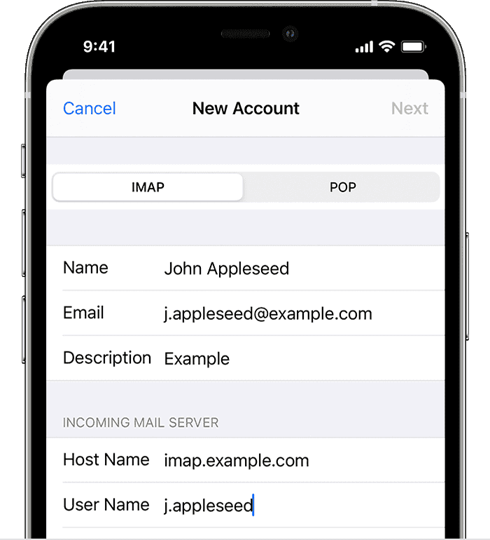 If Mail can't find your email account settings, you can enter details like Host Name manually during set up.